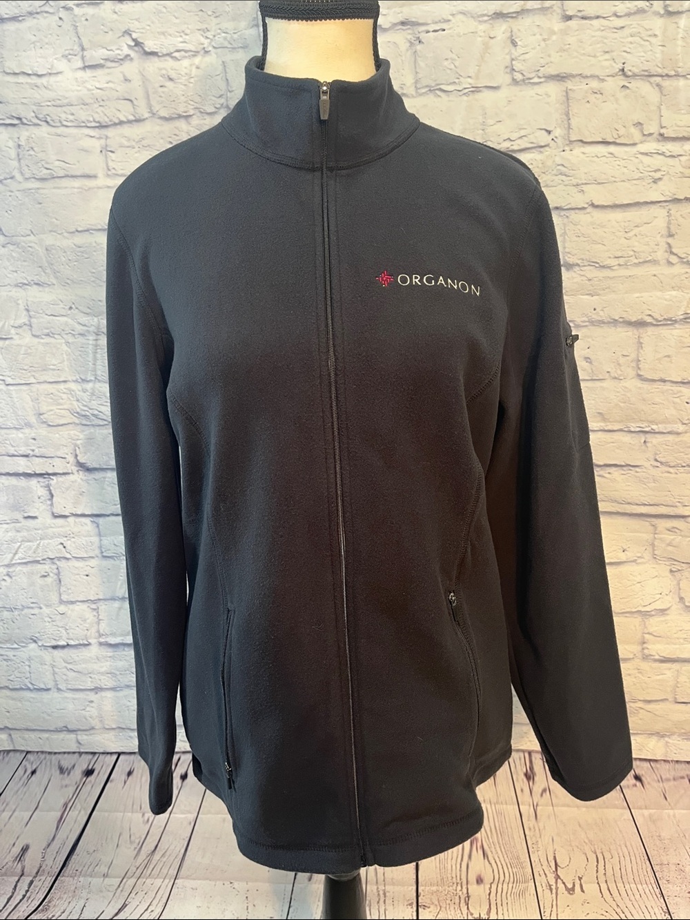 LL Bean Fitness Fleece Jacket Full Zipper NWT Logo Size Medium Women Ink Black
